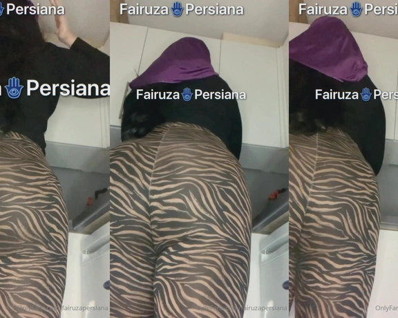 FairuzaPersiana aka fairuzapersiana - 12-17-2023 OnlyFans Video - Hijabi washing dish in tiger leggings