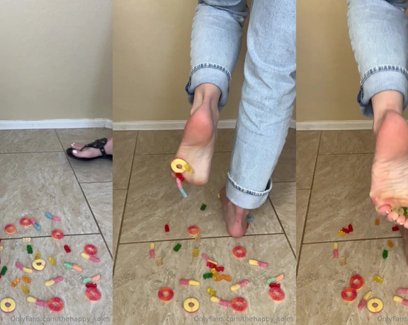 Thehappy_soles aka thehappy_soles - 10-11-2023 OnlyFans Video - Super fun little video Stepping on peach rings, gummy worms amp gummy bears Was meant to