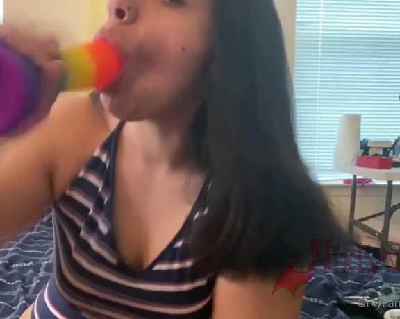 Princess Nixlynka aka nixlynka - 09-17-2020 OnlyFans Video - Rainbow Dildo Deepthroat and Riding Giving a dildo a blowjob and deepthroat before I then ride