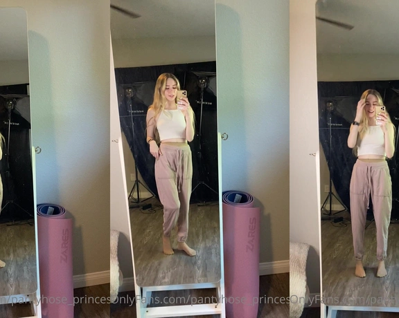 Blonde Amour99 aka pantyhose_princess99 - 06-22-2021 OnlyFans Video - My super comfy outfit of the day Seriously the most comfortable pants ever