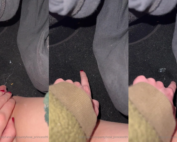 Blonde Amour99 aka pantyhose_princess99 - 09-29-2024 OnlyFans Video - Made me pussy cum on the floor of my car before work