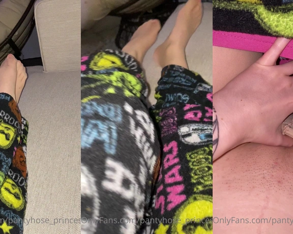 Blonde Amour99 aka pantyhose_princess99 - 11-10-2021 OnlyFans Video - Wearing some pantyhose under my fuzzy pajama pants tonight for my pjs