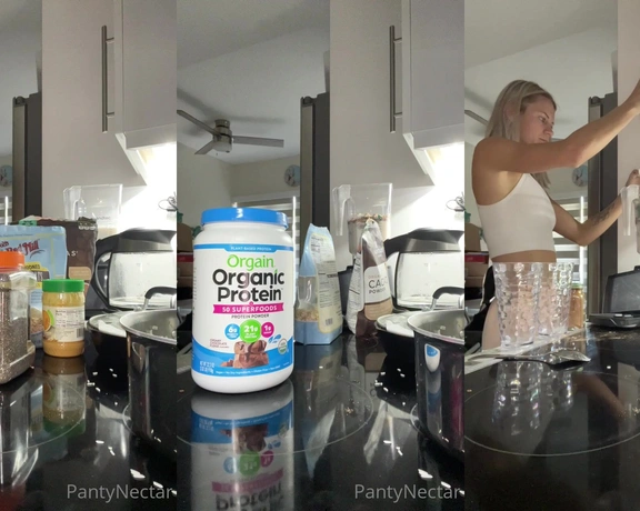 PantyNectar aka pantynectar - 06-29-2022 OnlyFans Video - Morning Shake I guesstimate all of the ingredients so  Shake contains Orgain protein, frozen greens,