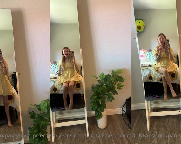 Blonde Amour99 aka pantyhose_princess99 - 04-18-2022 OnlyFans Video - My outfit of the day video Finally warm enough to wear my little yellow dress Feeling