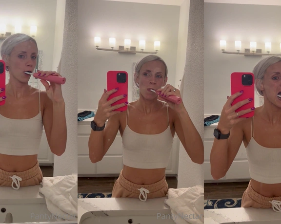 PantyNectar aka pantynectar - 06-27-2023 OnlyFans Video - Something different  brushing my teeth