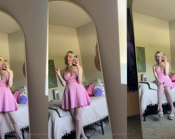 Blonde Amour99 aka pantyhose_princess99 - 05-21-2024 OnlyFans Video - Back home I also got this full length mirror for my birthday So yay for outfit